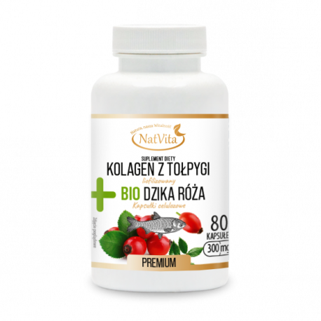 Kolagen z Tołpygi Liofilizowany + Bio Dzika Róża kapsułki 300mg Kolagen z Tołpygi Liofilizowany + Bio Dzika Róża kapsułki 300mg