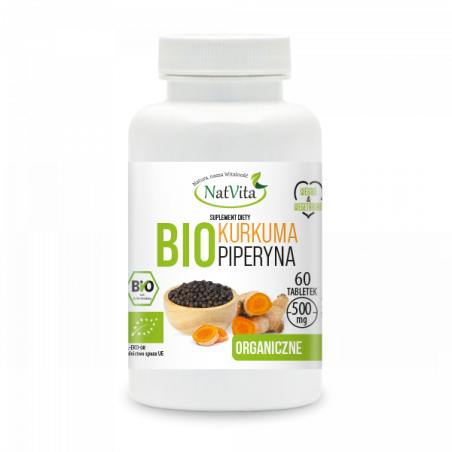 Kurkuma BIO + Piperyna BIO tabletki 500mg - zdjęcie produktu