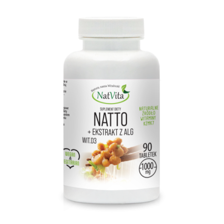 Natto Bio wit. K2 MK7 + ekstrakt z alg wit. D3 tableki 1000mg - zdjęcie produktu