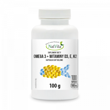 Omega 3 + Witaminy D3, E, K2 Mk7 kapsułki softgel 1000mg Omega 3 + Witaminy D3, E, K2 Mk7 kapsułki softgel 1000mg