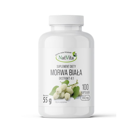 Morwa Biała ekstrakt 4:1 kapsułki 550mg Morwa Biała ekstrakt 4:1 kapsułki 550mg
