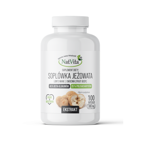 Soplówka Jeżowata ekstrakt 40% beta glukanów kapsułki 300mg - zdjęcie produktu