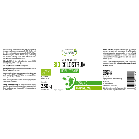 Colostrum BIO proszek liofilizowany 25% IgG - zdjęcie produktu