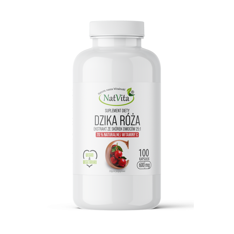 Dzika Róża ekstrakt 25:1 70% witamina C kapsułki 600mg