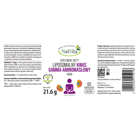 KWAS GAMMA-AMINOMASŁOWY GABA liposomalny kapsułki 360mg - zdjęcie produktu