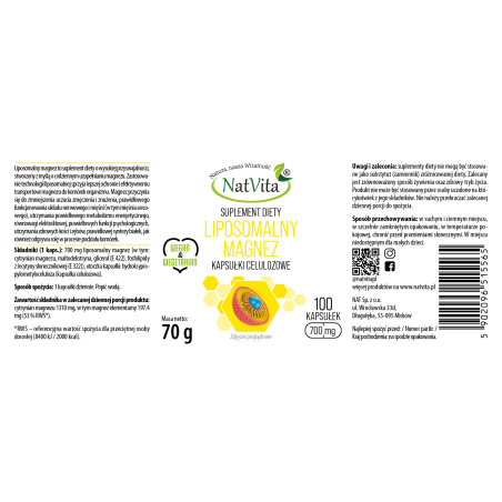 Magnez (cytrynian magnezu) liposomalny kapsułki 700mg - zdjęcie produktu