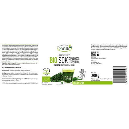 Sok z młodego Jęczmienia BIO tabletki 500mg - zdjęcie produktu