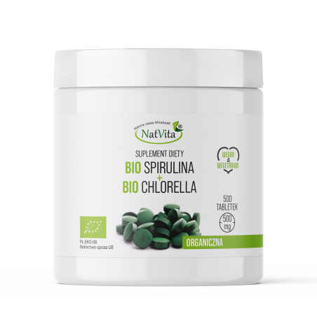 Spirulina BIO + Chlorella BIO tabletki 500mg - zdjęcie produktu