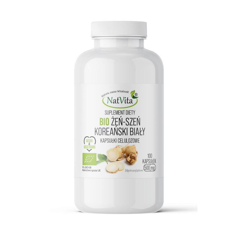 Żeń-Szeń koreański biały BIO kapsułki 500mg