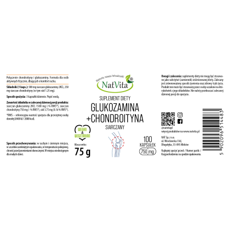 Glukozamina + Chondroityna 2:1 kapsułki 750mg - zdjęcie produktu