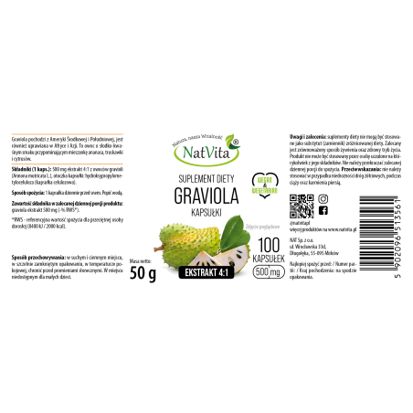 Graviola owoc ekstrakt 4:1 kapsułki 500mg - zdjęcie produktu
