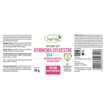 Gymnema Sylvestre Gurmar ekstrakt 25% kapsułki 500mg - zdjęcie produktu
