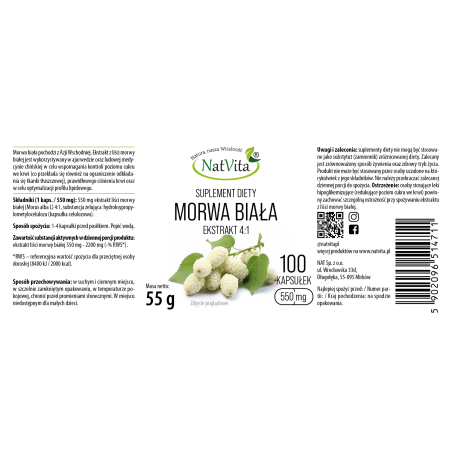 Morwa Biała ekstrakt 4:1 kapsułki 550mg - zdjęcie produktu