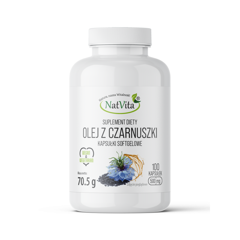 Olej z nasion Czarnuszki + witamina E kapsułki softgel 500mg