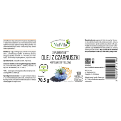 Olej z nasion Czarnuszki + witamina E kapsułki softgel 500mg
