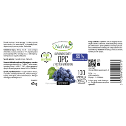 OPC Pestki Winogron ekstrakt 95% polifenoli kapsułki 400mg