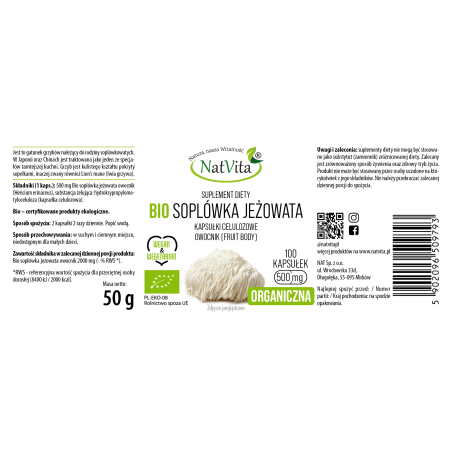 Soplówka Jeżowata BIO kapsułki 500mg - zdjęcie produktu
