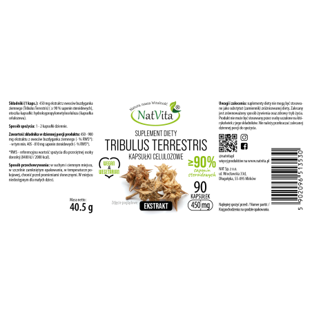Tribulus Terrestris ekstrakt kapsułki 450mg - zdjęcie produktu