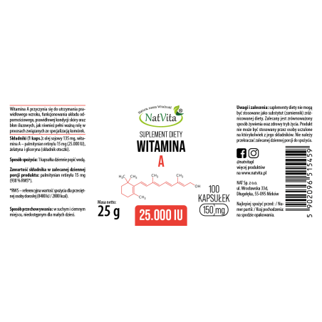 Witamina A 25.000 IU softgel - zdjęcie produktu