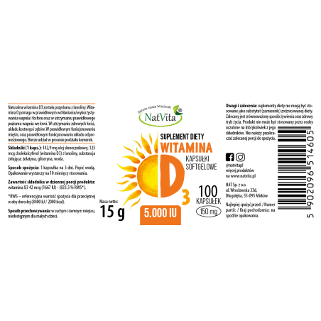 Witamina D3 5.000 IU softgel - zdjęcie produktu