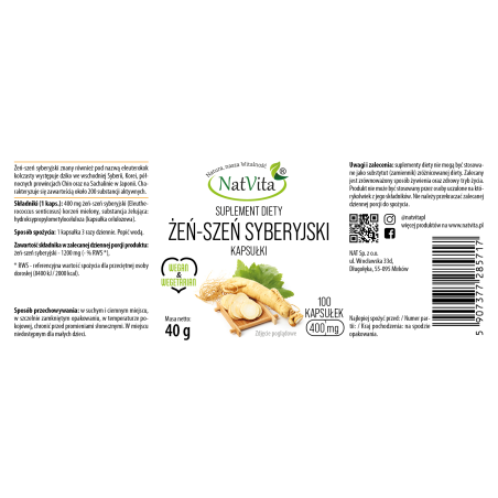Żeń-Szeń syberyjski kapsułki 400mg - zdjęcie produktu