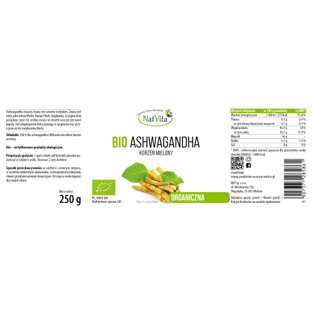 Ashwagandha BIO mielona - zdjęcie produktu