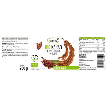 Kakao BIO mielone (10-12% tłuszczu) - zdjęcie produktu