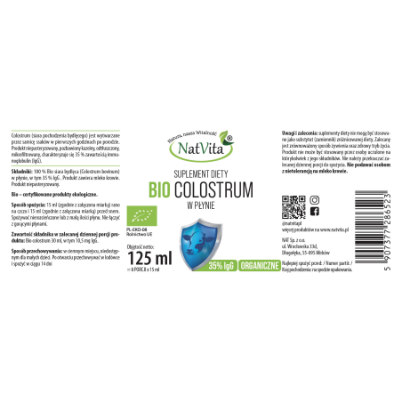 Colostrum BIO w płynie 125ml IgG (Immunoglobuliny) 35% - zdjęcie produktu