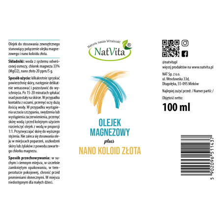 Olejek Magnezowy Plus Nano Złoto - zdjęcie produktu