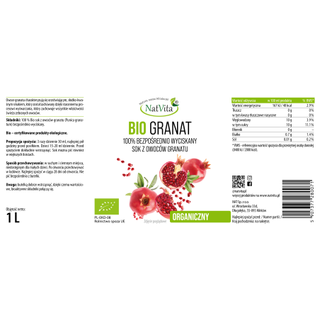 Granat BIO sok 1L - zdjęcie produktu