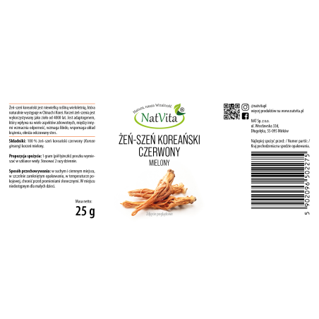Żeń-Szeń koreański czerwony korzeń mielony - zdjęcie produktu