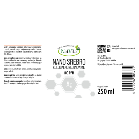 Nano Srebro (koloidalne) 100 ppm - zdjęcie produktu