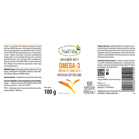 Omega 3 EPA 50%, DHA 25% kapsułki softgel 1000mg - zdjęcie produktu