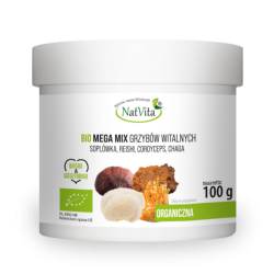 MEGA MIX Grzyby Witalne BIO Soplówka, Reishi, Cordyceps, Chaga mielone