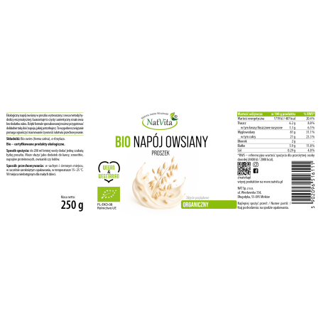 NAPÓJ OWSIANY BIO w proszku - zdjęcie produktu