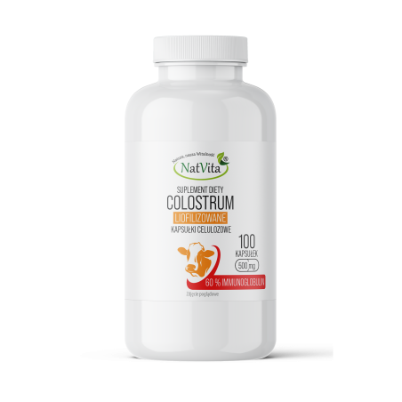 Colostrum liofilizowane 60 % Ig kapsułki celulozowe 500mg - zdjęcie produktu