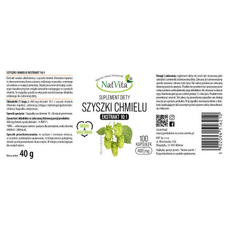 CHMIEL SZYSZKI EKSTRAKT 10:1 kapsułki 400mg - zdjęcie produktu