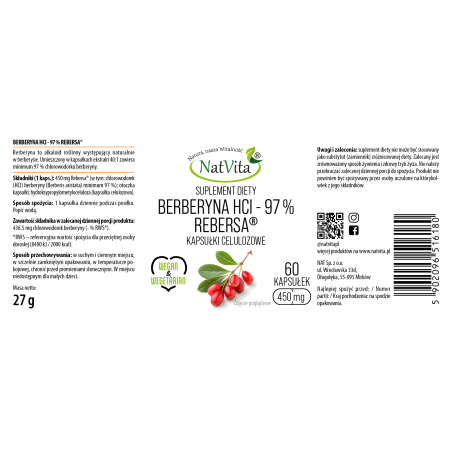 BERBERYNA REBERSA EKSTRAKT kapsułki 450mg - zdjęcie produktu
