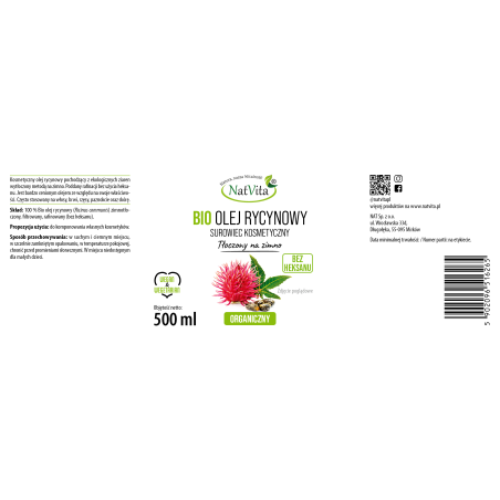 Olej Rycynowy BIO zimnotłoczony - zdjęcie produktu