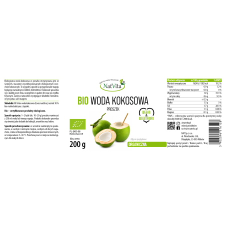 WODA KOKOSOWA BIO w proszku - zdjęcie produktu