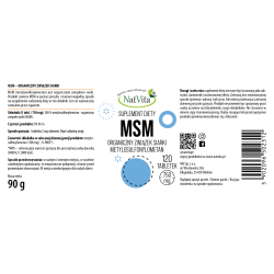 MSM siarka organiczna tabletki 750mg
