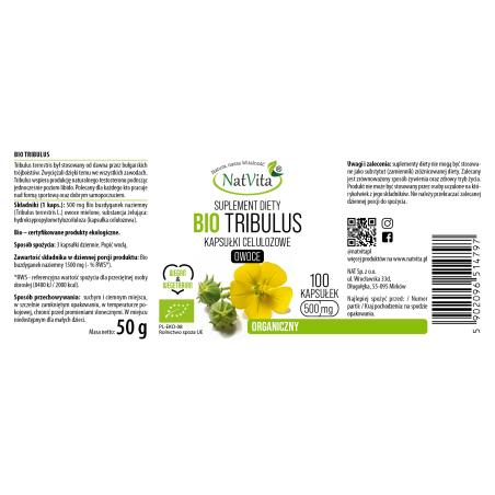 Tribulus Terrestris BIO kapsułki 500mg - zdjęcie produktu