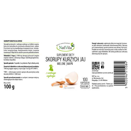 Skorupy Kurzych Jaj (Wapń) kapsułki 1000mg - zdjęcie produktu