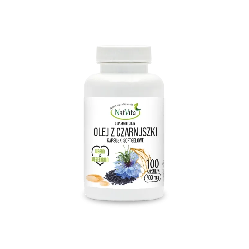 Olej z nasion Czarnuszki + witamina E kapsułki softgel 500mg